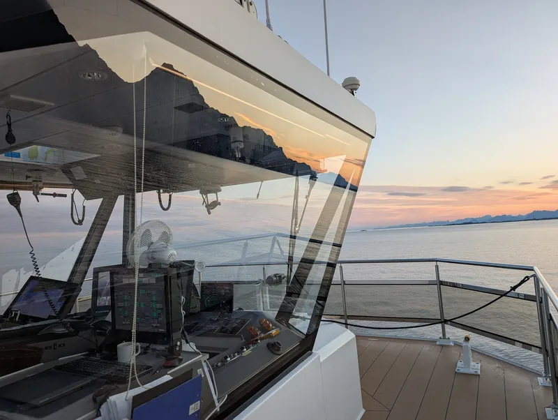 Navigation station on a fishing vessel bridge
